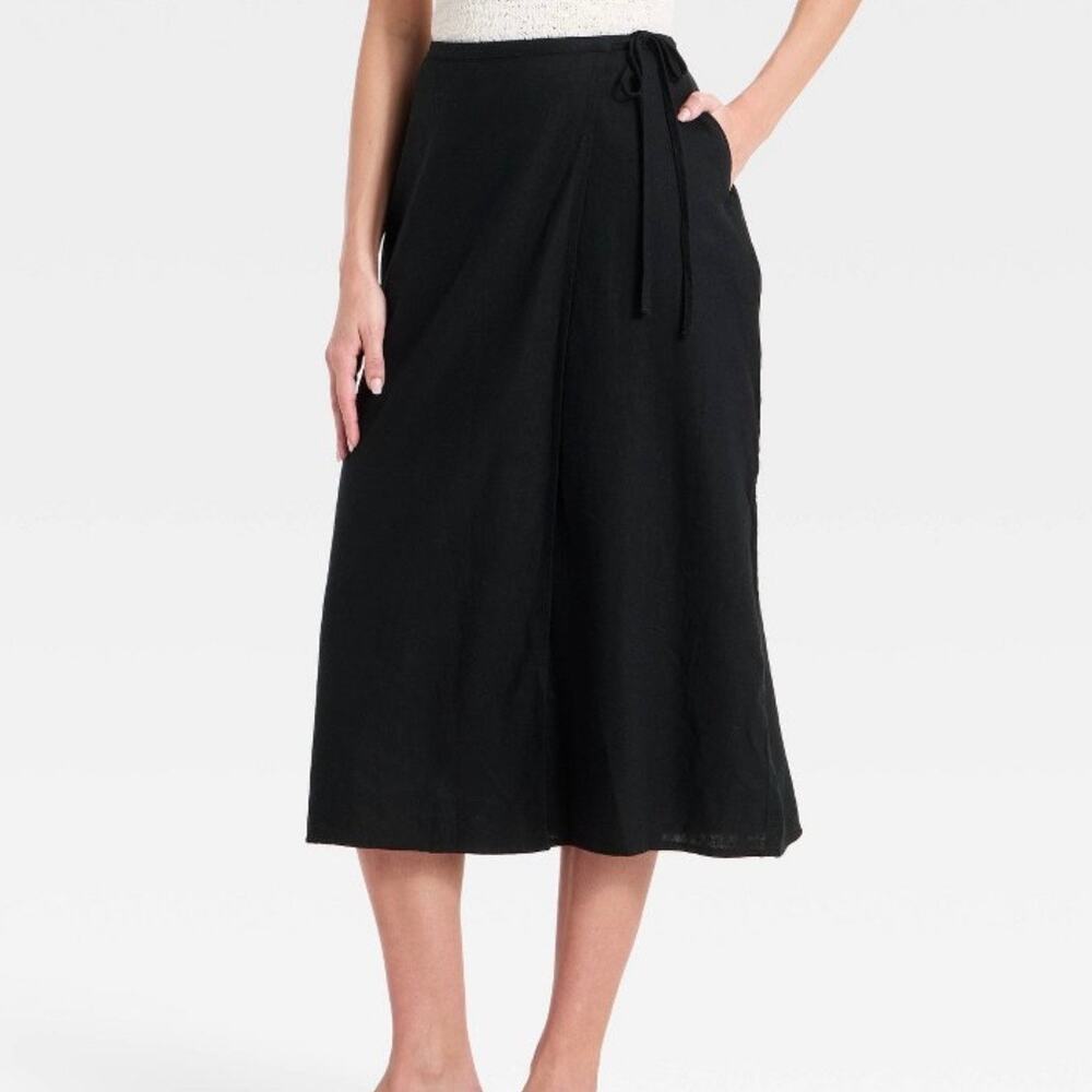 J Crew Airy Gauze Side Tie Maxi Beach Skirt Women's Large Black